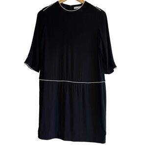 & Other Stories black loose fit mini dress with white piping excellent condition